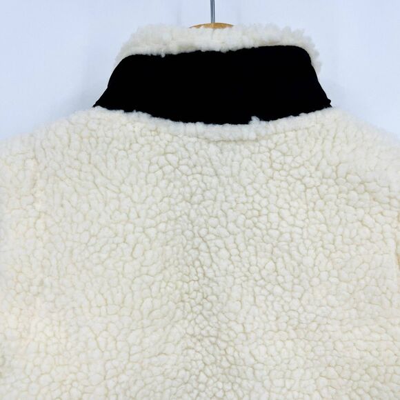 Sherpa Vest by G.H. Bass, Size 2T, Cream and Black Full Zip Pockets High Pile - Picture 6 of 9